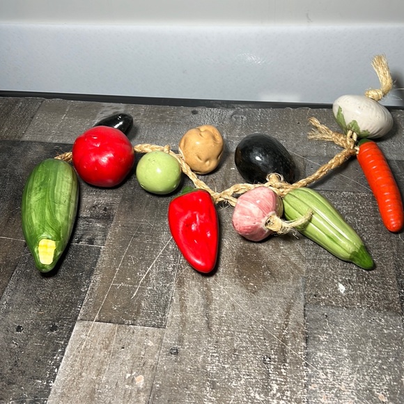 Vintage Ceramic Vegetables Hanging on a Rope - Picture 1 of 5